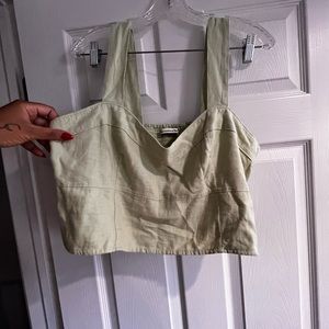 Abercrombie & Fitch green cropped linen tank